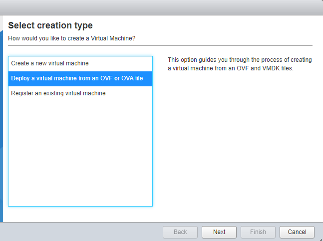 Deploy a virtual machine from an OVF or OVA file.